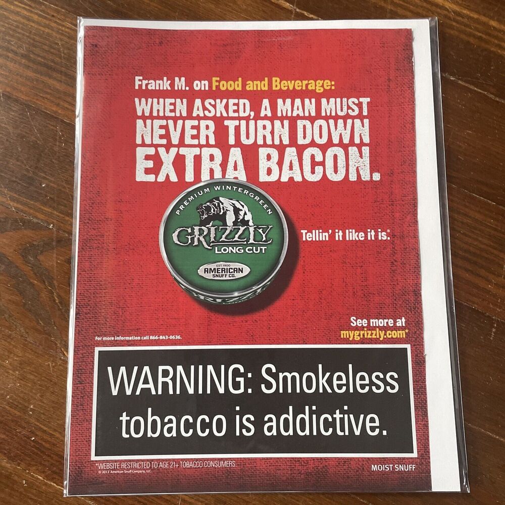 Grizzly Chewing Tobacco Extra Bacon 2013 Full-Page Print Magazine Ad